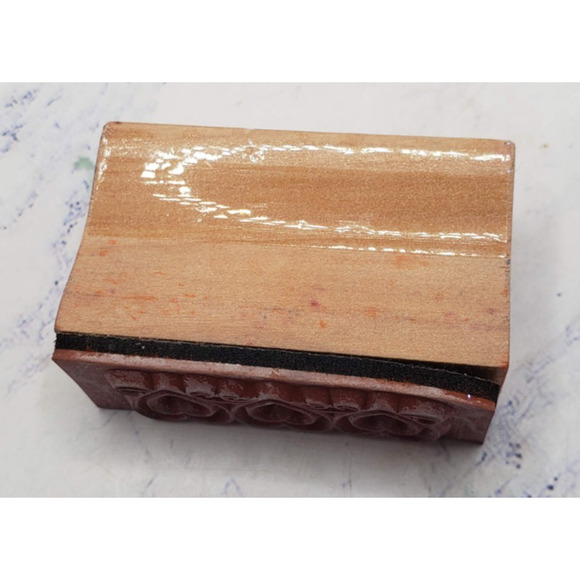 Three Hearts Romantic Love Small Wood Mounted Rubber Border Stamp - Picture 2 of 7